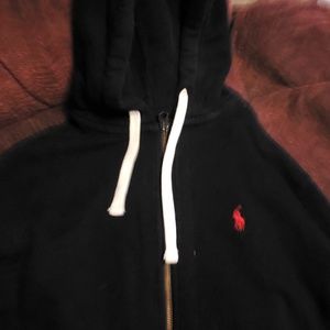 POLO RL Hooded Zip Up Fleece Sweater Sz S